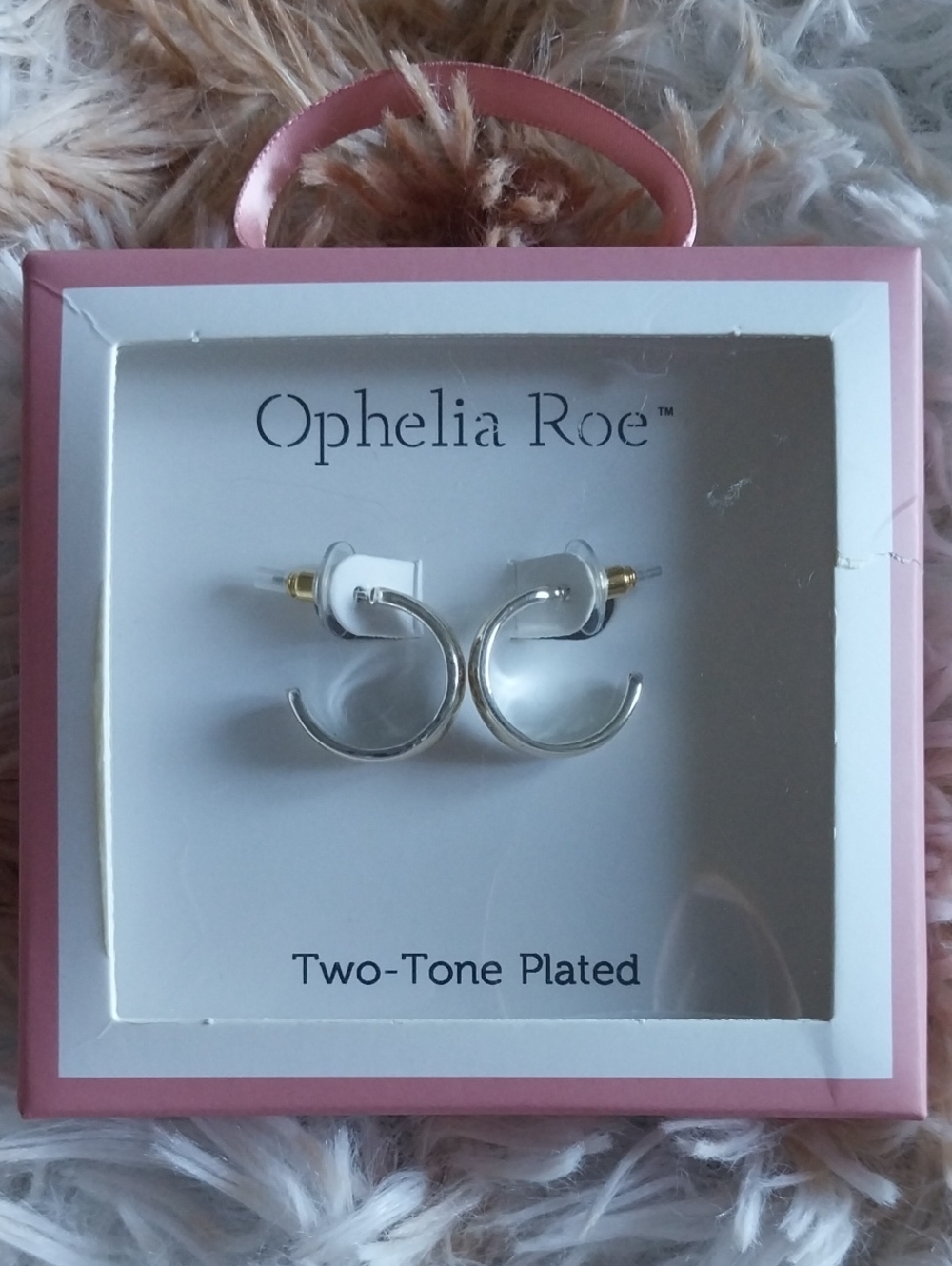 Ophelia Roe Two-Tone Pink & Silver Half Hoop Earrings